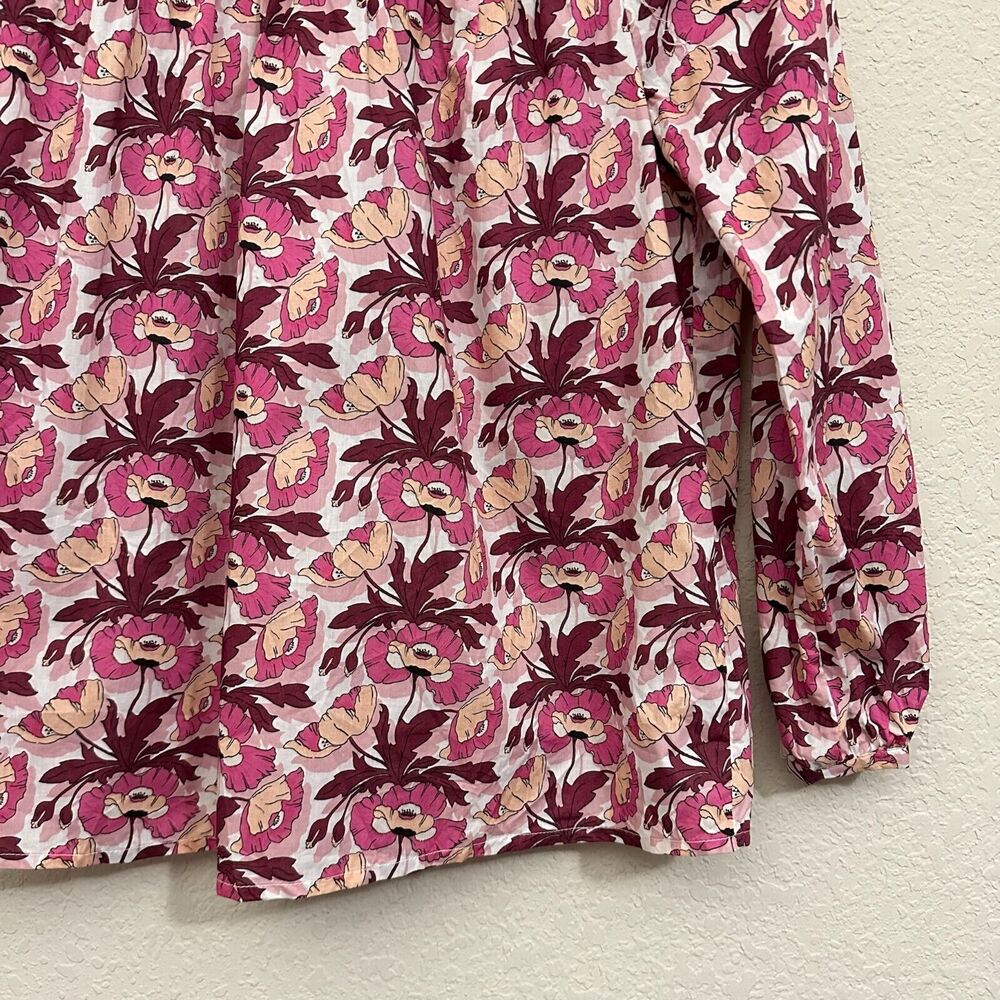 J. CREW Smocked Button-Back Top in Liberty Butterfield Poppy #BL654 - Picture 5 of 12